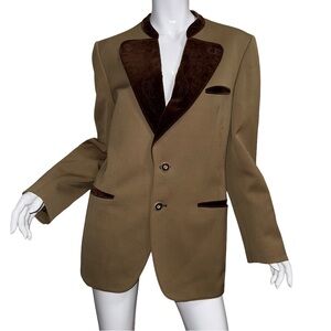 💖 Vintage Tofana Tan Equestrian Blazer w/Brown Suede Embroidered Trim